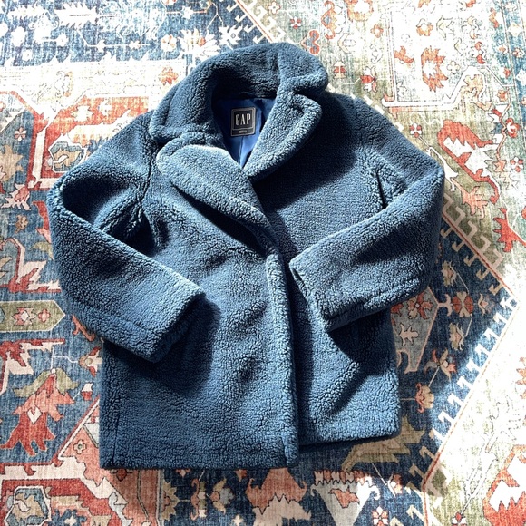GAP Bright Blue Sherpa Coat - Picture 3 of 7